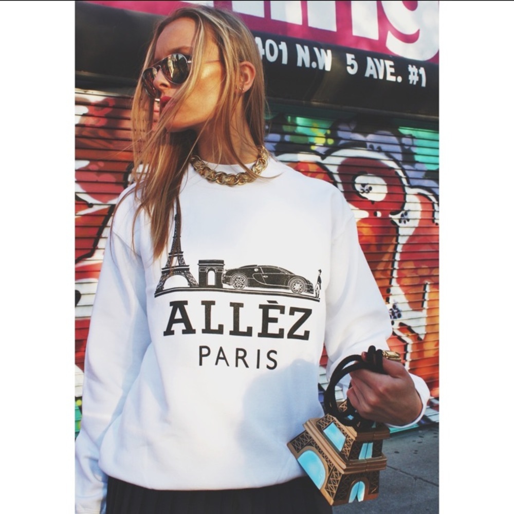 ALLEZ Paris France Bugatti White Sweater